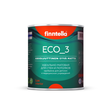 FINNTELLA ECO_3 wash and clean — финская глубокоматовая моющаяся краска для стен и потолков изб. 1